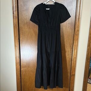 Quince Black Pleated Maxi Sundress
